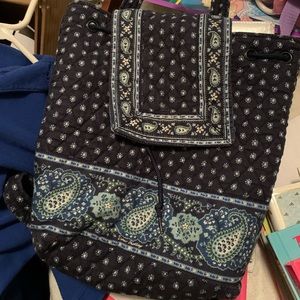Vera Bradley Blue and Black Paisley Backpack